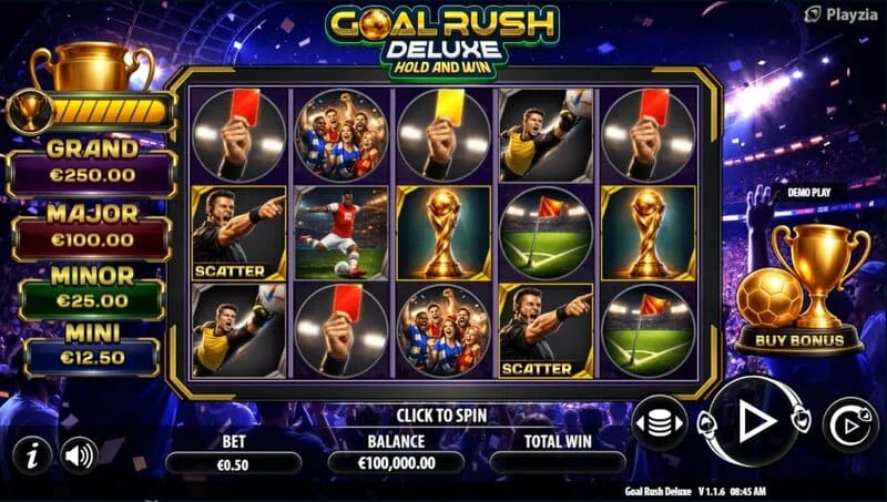 Goal Rush Deluxe - herní obrazovka v režimu Free Spins
